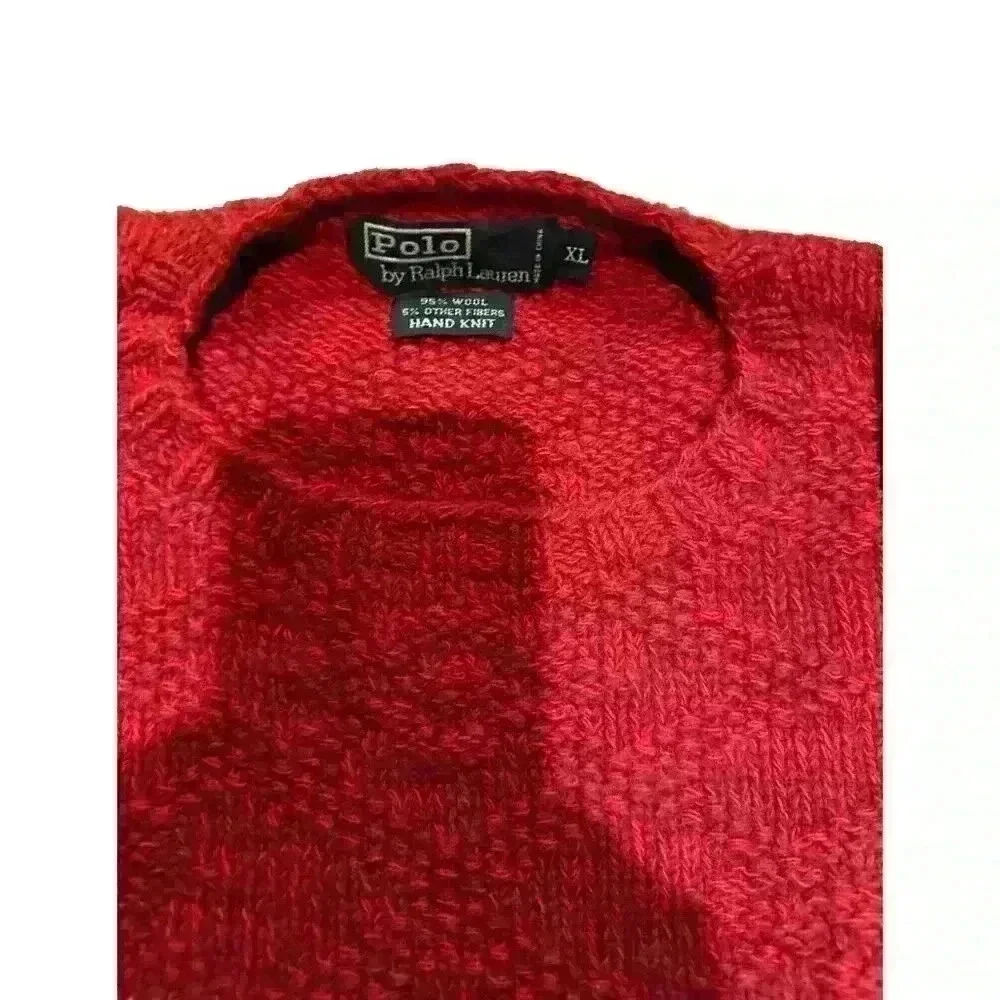 Vintage 1996 Polo Ralph Lauren Hand Knit Aztec Sweater Wool Men’s XL